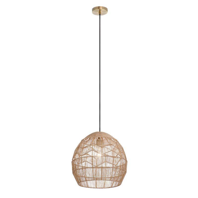 Mistana™ 15.5" Ames Metal and Woven Hemp Rope Hanging Pendant, Brown