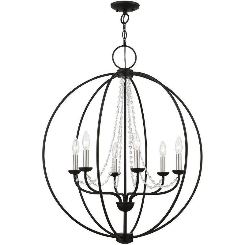 Arabella 6-Light Black and Nickel Crystal Globe Pendant