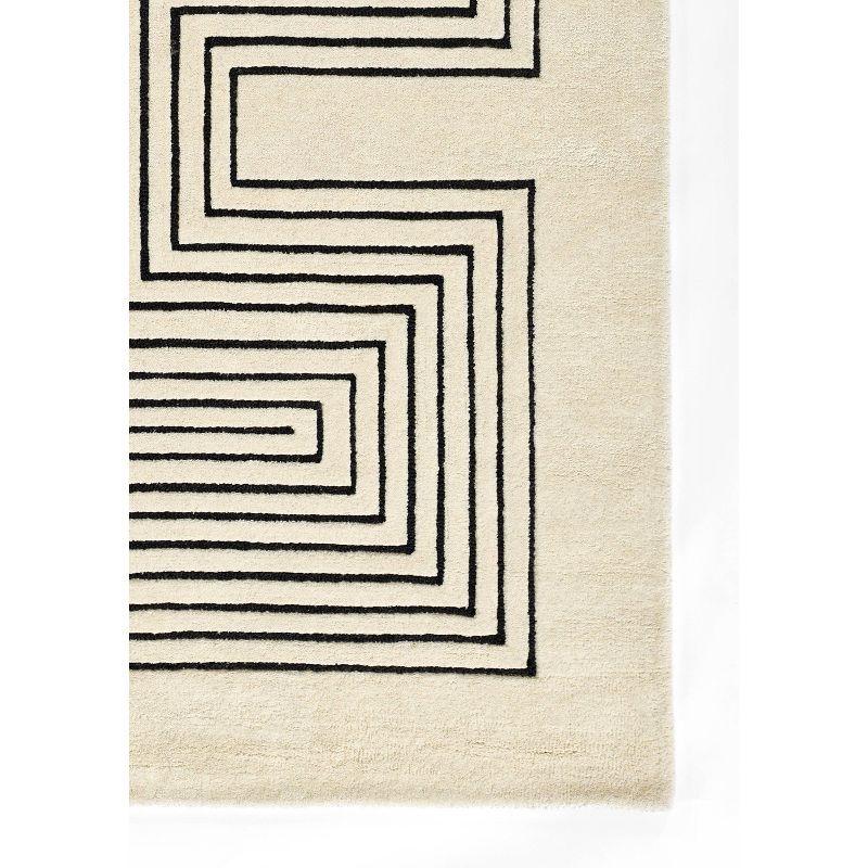 Momeni 3'6"x5'6" Simba Geometric Handtufted Area Rug White: Wool, Medium Pile, Indoor, Abstract Pattern, Rectangle