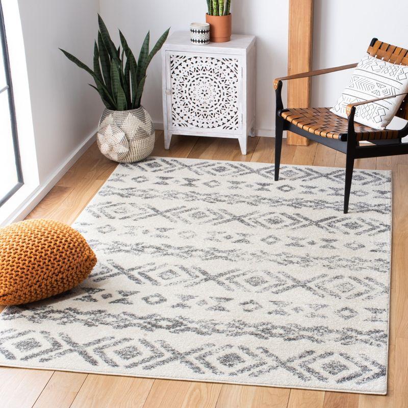 Ivory Geometric 5' x 7' Hand-Knotted Easy Care Area Rug