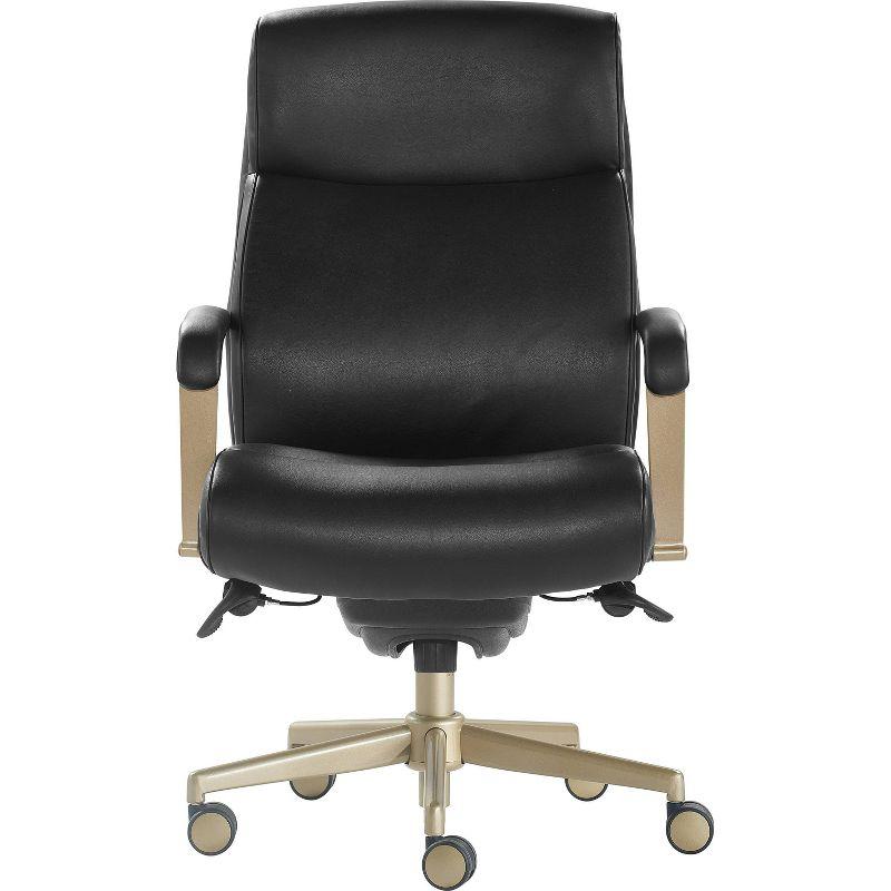 Modern Executive Black Bonded Leather Office Chair with Copper Base