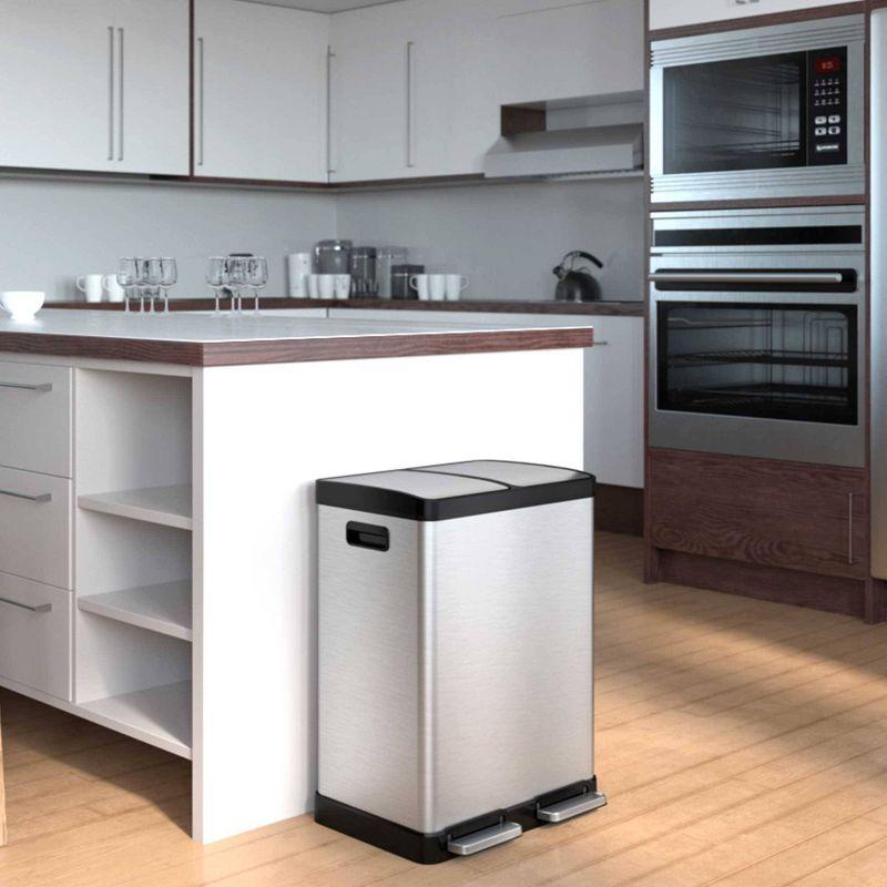halo quality 16gal Premium SoftStep Stainless Steel Step Trash Can: Kitchen Trash Can, Nonslip Base, Removable Liner, Silver