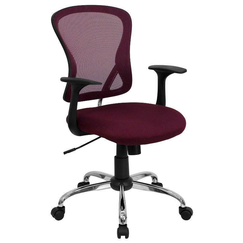 Flash Furniture Mid-Back Burgundy Mesh Swivel Task Office Chair with Chrome Base and Arms