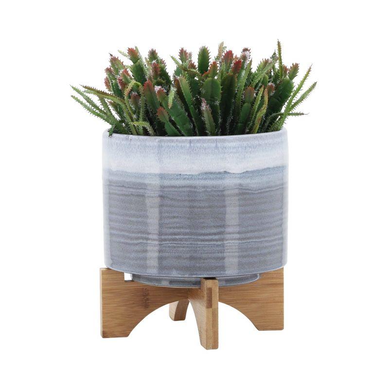 9&#34; Ceramic Planter on Stand Blue - Sagebrook Home