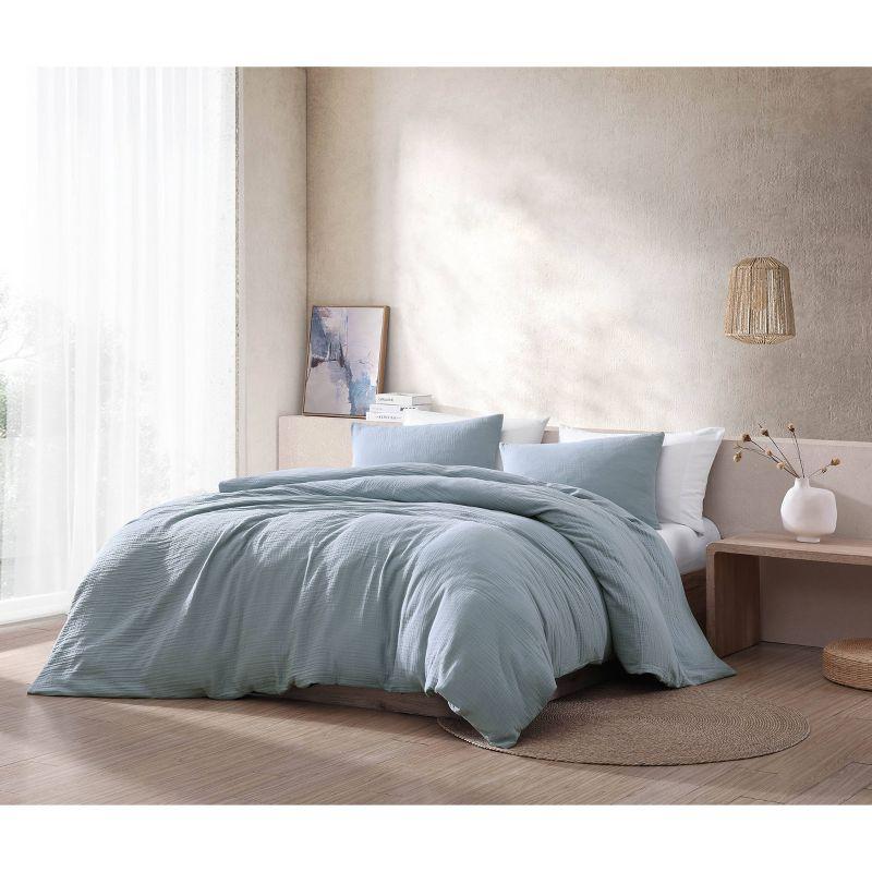 Devin Light Blue Cotton Gauze Queen Comforter Set