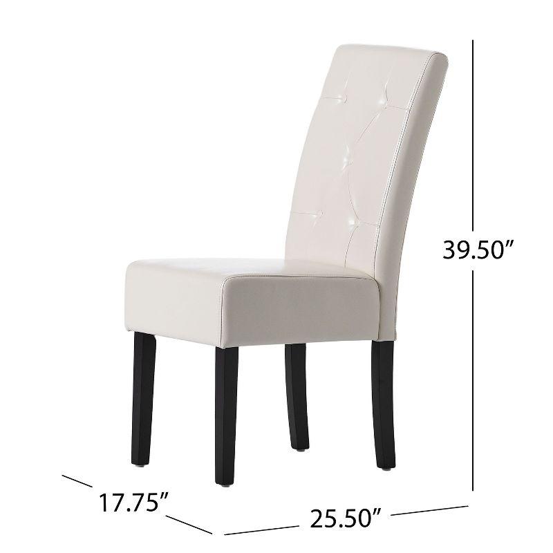 GDFStudio San Marcos Contemporary Tufted Dining Chairs (Set of 2), Ivory/Faux Leather