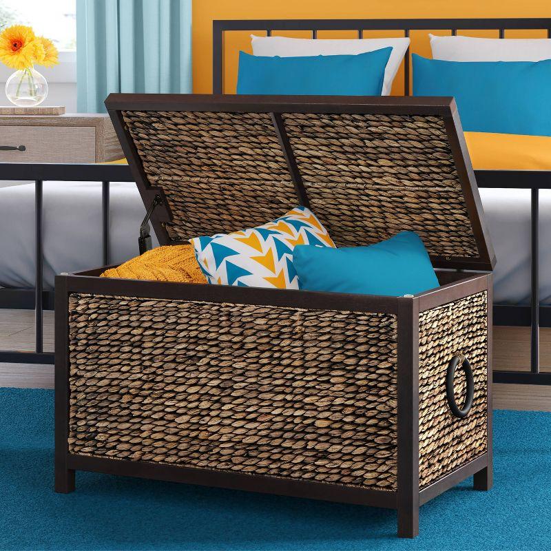 ClickDecor Wilson Storage Trunk Rustic Wicker Black: Farmhouse Style, No Assembly, Anti-Tip Hardware, 18x30x16"