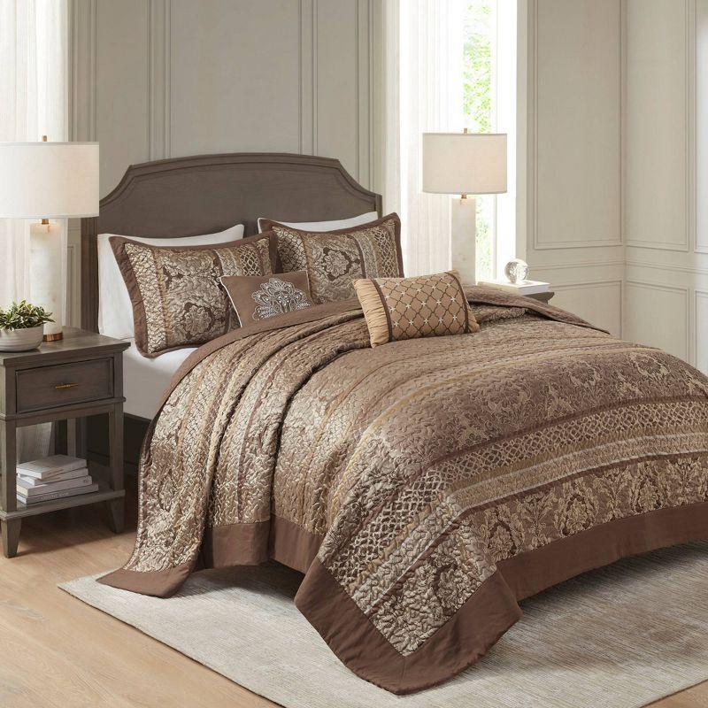 Bellagio 5 Piece Reversible Jacquared Coverlet Set