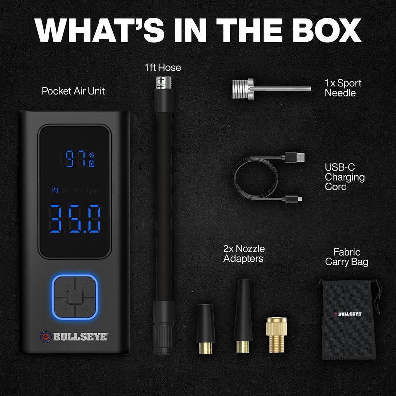 Bullseye Pocket Air Tire Inflator 4000mAH Rechargeable Electric Air Compressor Portable Pump