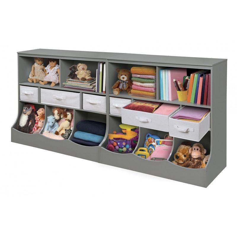 Modern Gray and White Kids Storage Unit with Baskets and Cubes