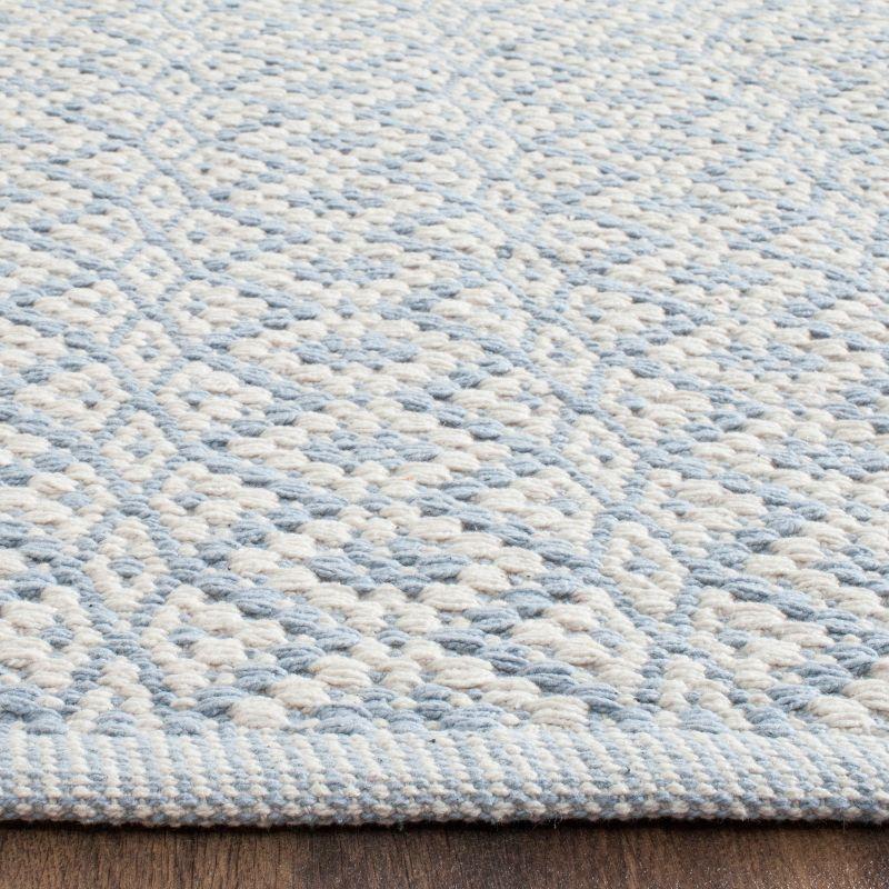 Coastal Charm Ivory & Light Blue Handwoven Cotton Rug 8' x 10'