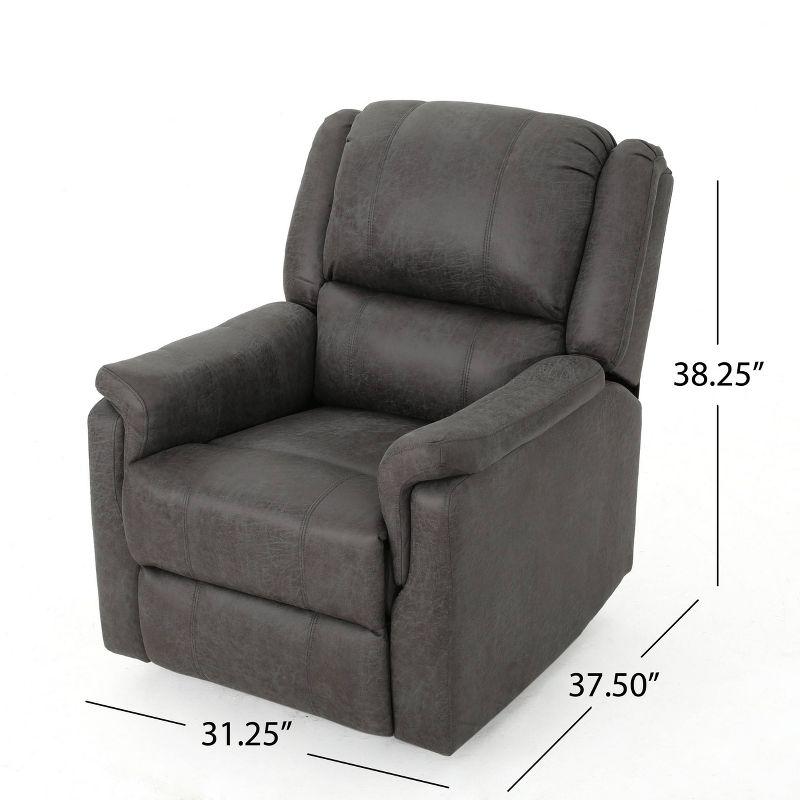 Slate Microfiber Swivel Recliner with Tufted Back