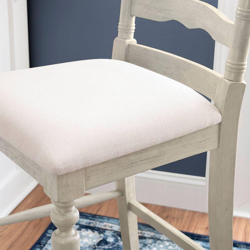 Marino Padded Seat Barstool 30" Height, Farmhouse Design, Linon: Rubberwood Frame, Linen Weave