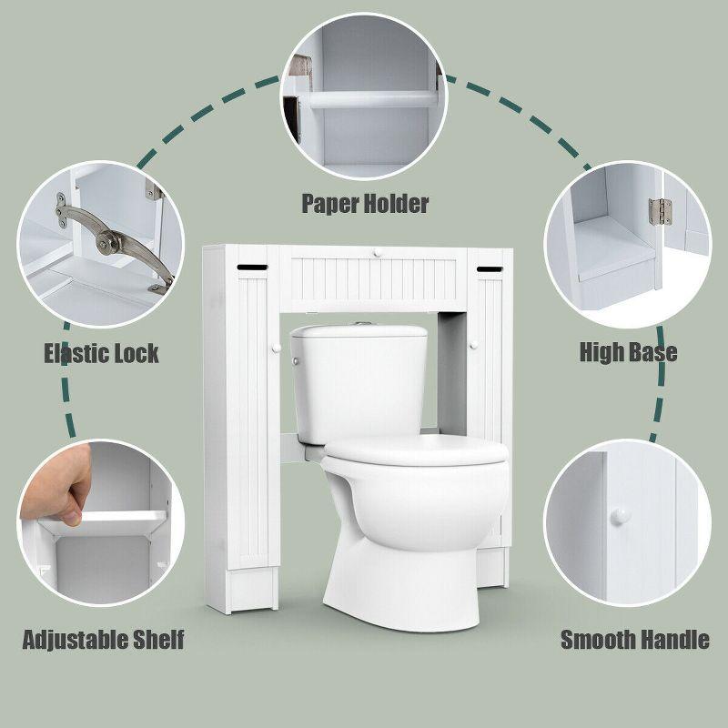 Costway Over the Toilet Storage Wooden Cabinet Drop Door Spacesaver Bathroom White