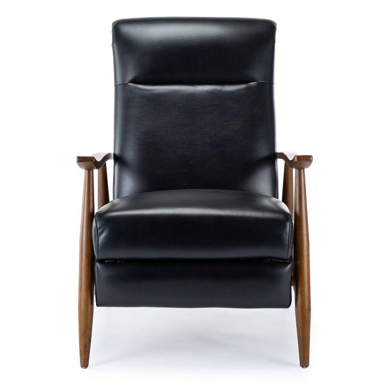 Comfort Pointe Solaris Press-Back Recliner Black: Faux Leather, Wood Legs, 330 lbs Capacity