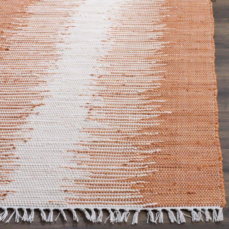 Coastal Charm Orange Stripe Cotton 6' Square Area Rug