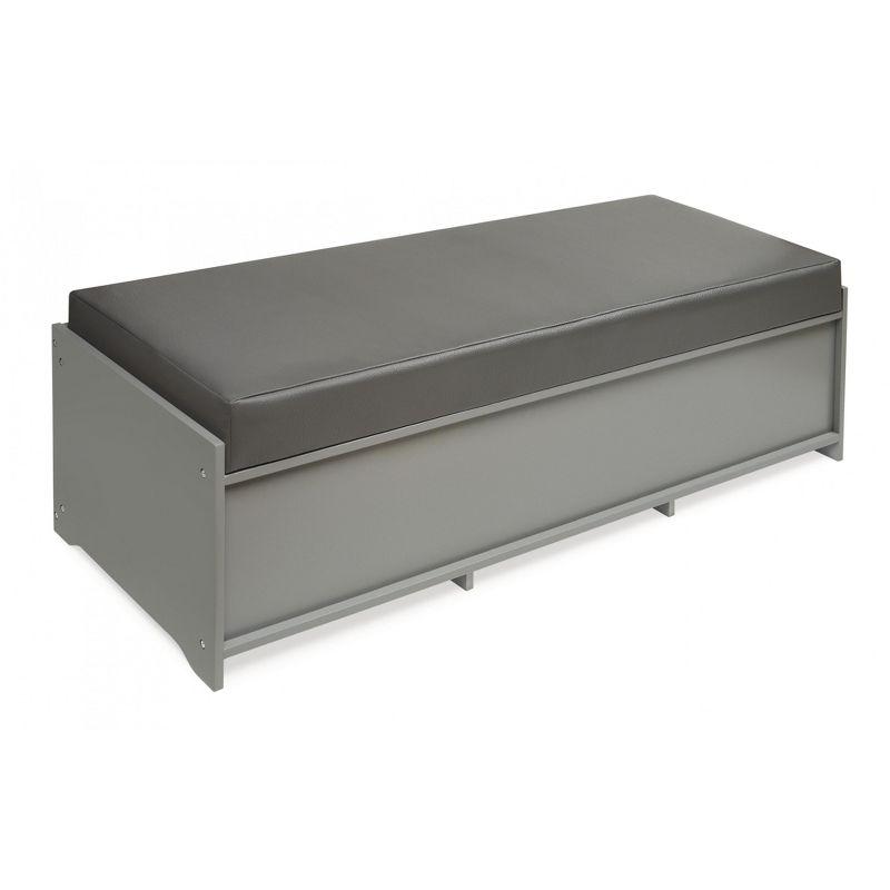 Badger Basket Kid's Storage Bench with Cushion and Three Bins - Gray