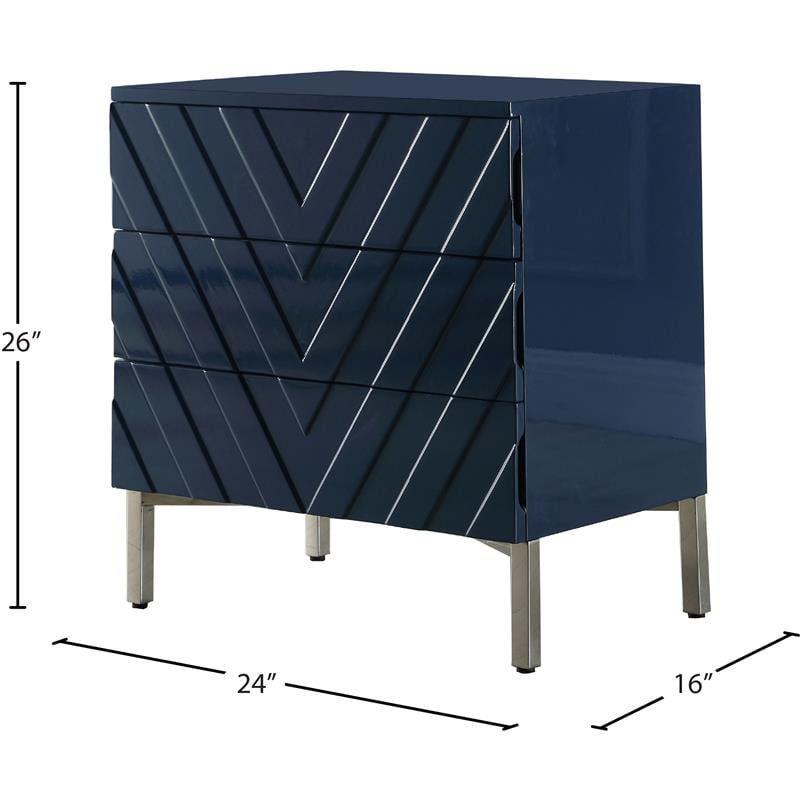 Collette Accent Table in Navy Lacquer/Chrome-Meridian Furniture