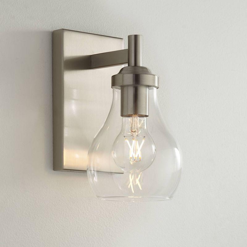 Danvers 13" Modern Minimalist Nickel Wall Sconce with Clear Globe