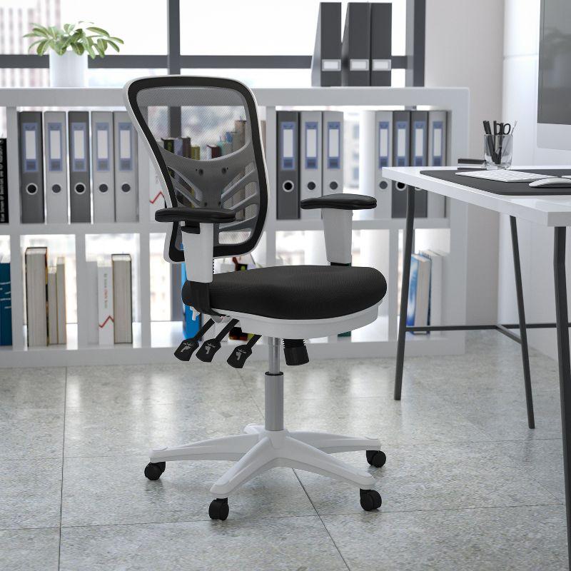 Ergonomic Mid-Back Swivel Office Chair with Adjustable Arms in Black Mesh