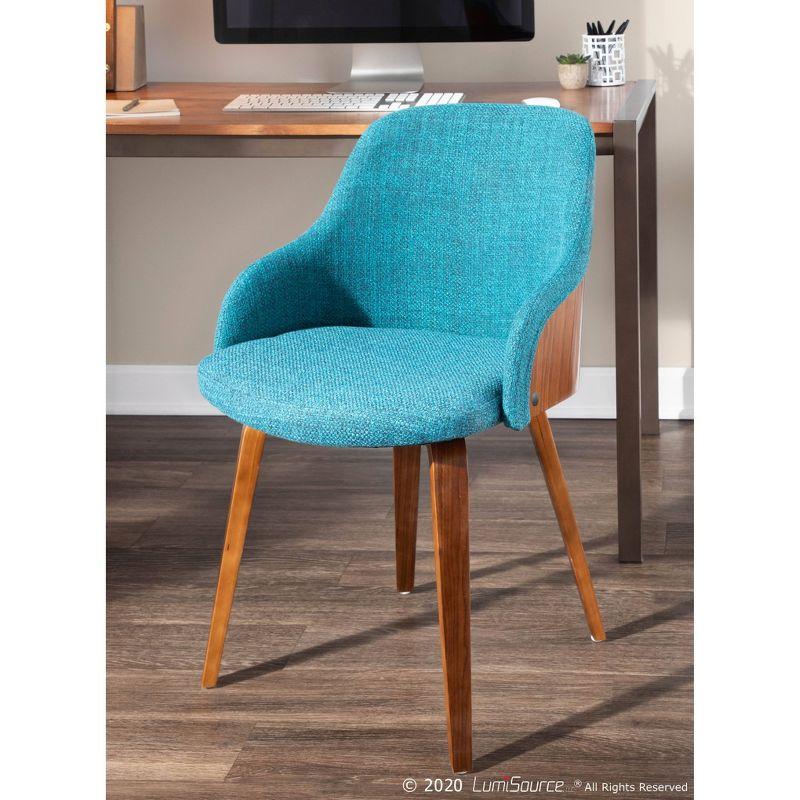 Teal Upholstered Scandinavian Arm Chair with Wood Frame