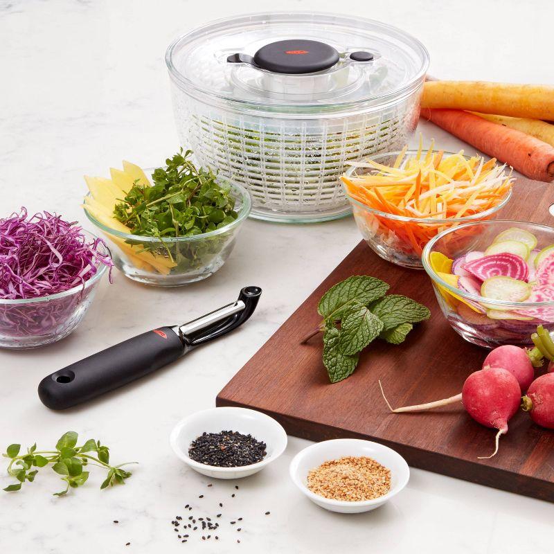 OXO Little Salad And Herb Spinner: Small Dishwasher-Safe Lettuce Spinner, 2.9 Qt Capacity, Stainless Steel & Plastic