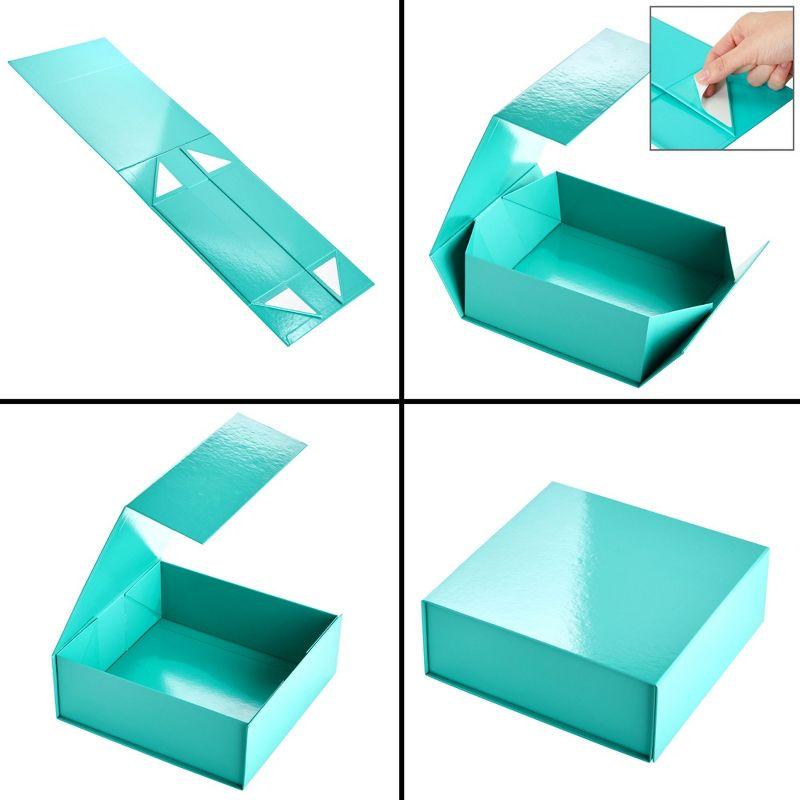 Stockroom Plus 6 Pack Proposal Boxes with Lid for Groomsmen, Bridesmaid, 9.5 x 9.5 x 3.5 Inch Glossy Teal Magnetic Gift Box