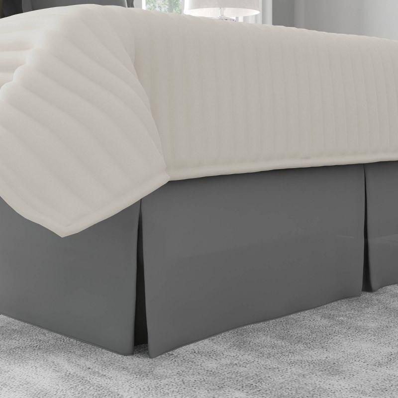 King Tailored Bedskirt Gray - Magic Skirt: Polyester Plain Weave, Machine Washable, All Ages, 15" Drop