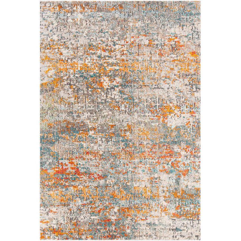 Madison Abstract Gray/Orange Area Rug