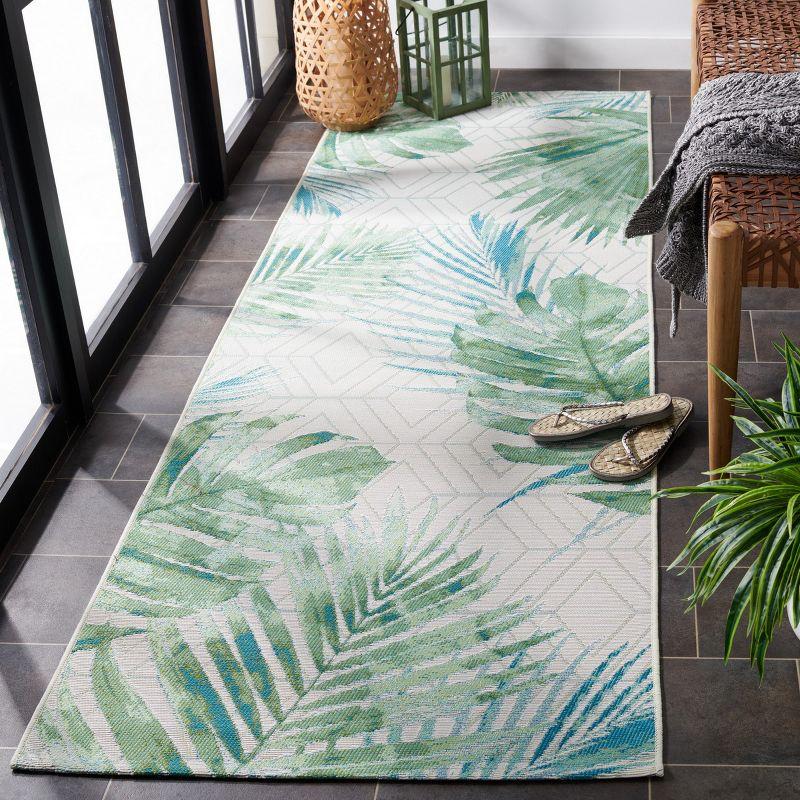 Barbados BAR590 Power Loomed Indoor and Outdoor Runner Rug - Green/Teal - 2'8"x8' - Safavieh.