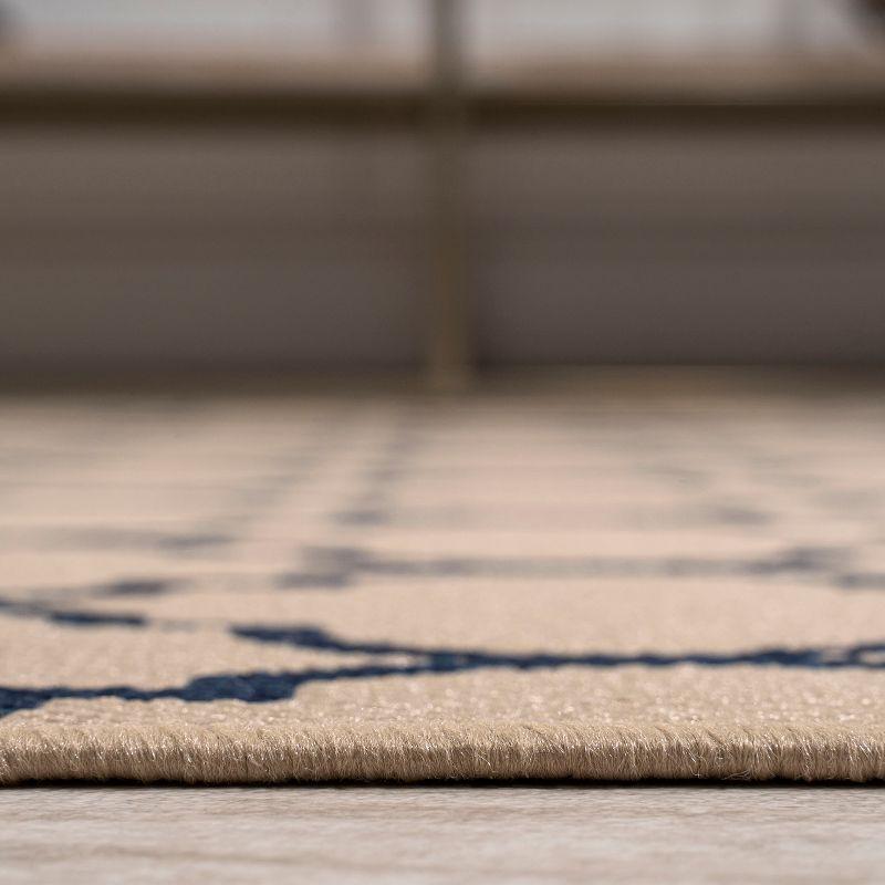 8'x10' Arabesque Ogee Trellis Indoor/Outdoor  Area Rug, Beige/Navy - JONATHAN Y