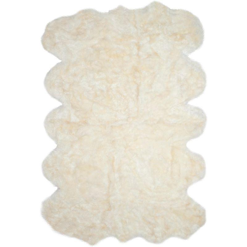 Sheep Skin SHS211 Hand Woven Area Rug - Natural/White - 8'9"x11'9" - Safavieh.