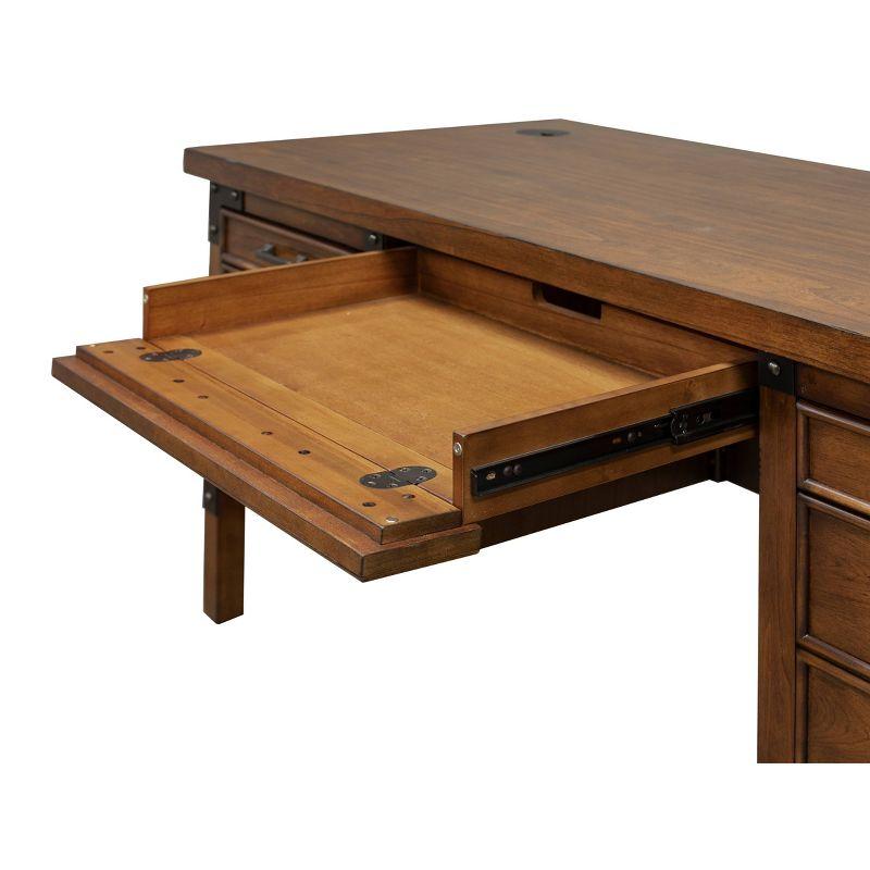 Martin Furniture Addison Half Pedestal Desk Auburn : Sturdy Office Furniture with File Storage, No Assembly Required
