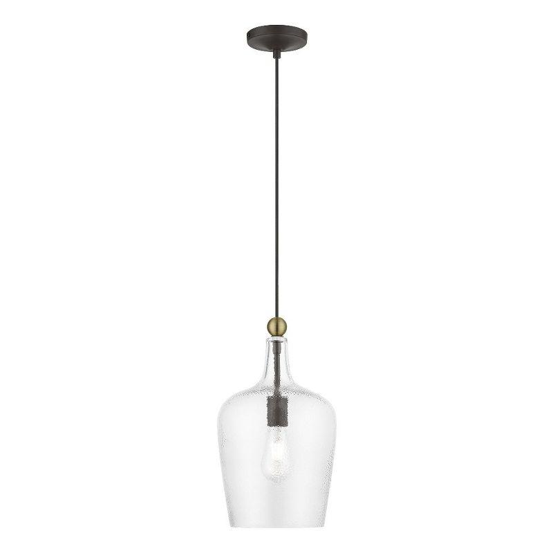 Avery Transitional Bronze Antique Brass Clear Glass Pendant Light