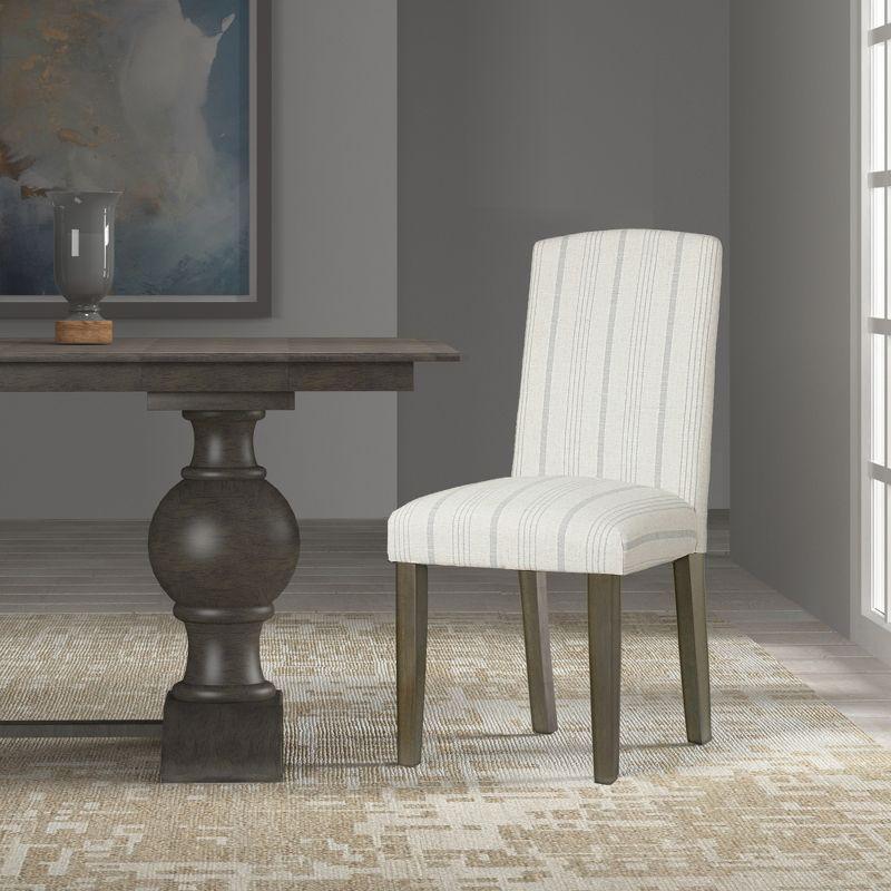 HomePop Set of 2 Classic Parsons Dining Chairs Dove Gray Stripe: Upholstered, Foam-Filled, Wood Legs