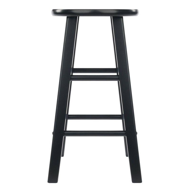 Winsome 2pc 24" Element Counter Height Barstools Black : Round Wood Frame, Non-Upholstered, Fixed Seat Height