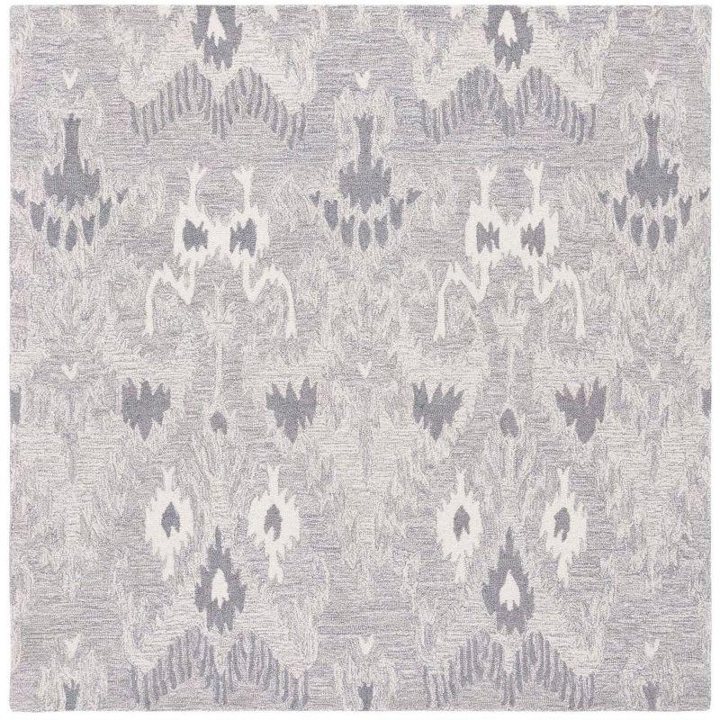 Ikat IKT652 Hand Tufted Area Rug - Grey/Ivory - 6'x6' - Safavieh.