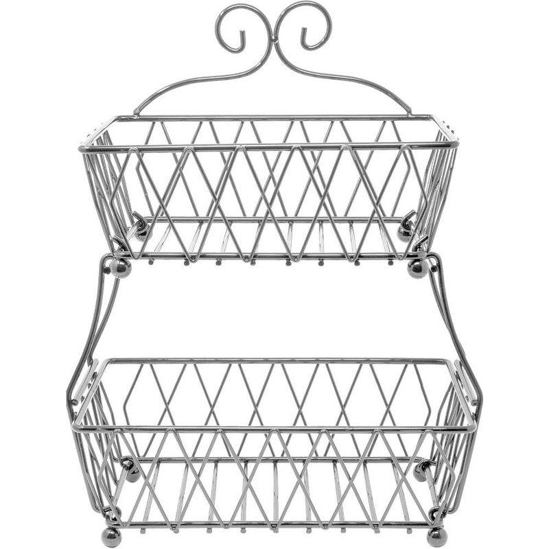 Sorbus 2-Tier Metal Fruit Basket Stand