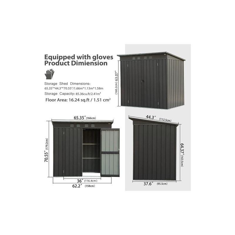 5'x3' Outdoor Storage Shed With 16 Air Vents, Key Lock, Leak Proof Roof Galvanized Steel Storage Cabinet, Anti Corrosive Metal Garden Shed For Lawn