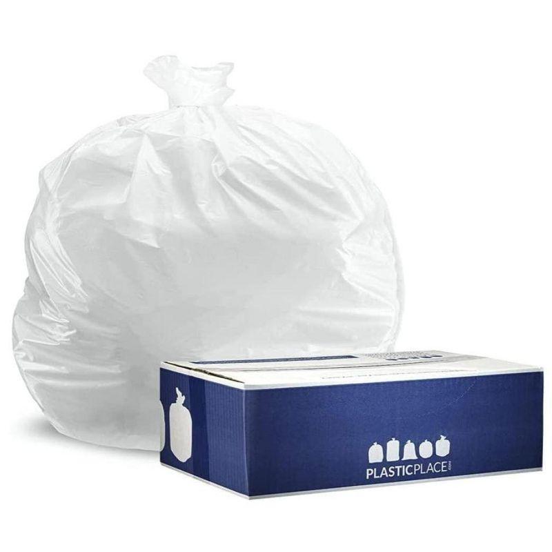 Plasticplace 8 Gallon White Low-Density Trash Bags with Flaps