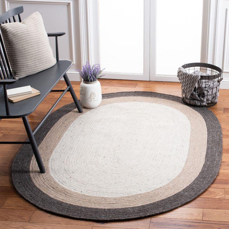 Braided BRD903 Hand Woven Indoor Area Rug - Charcoal/Ivory - 8'x10' Oval - Safavieh