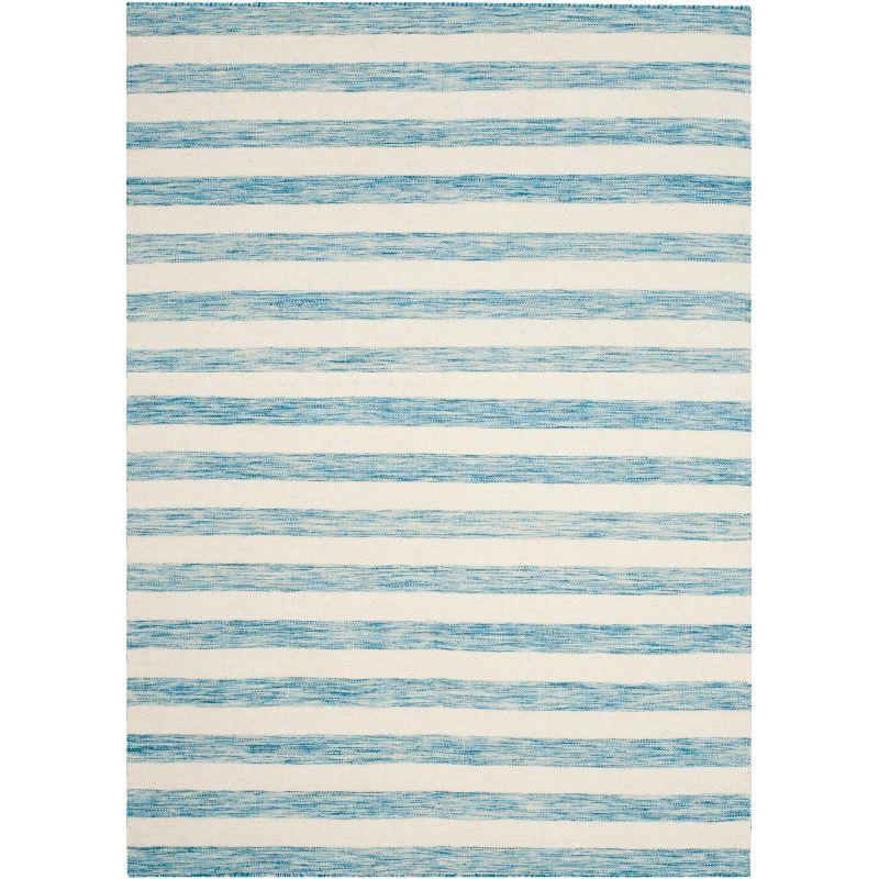 Dhurries DHU575 Hand Woven Area Rug - Aqua/Ivory - 3'x5' - Safavieh.