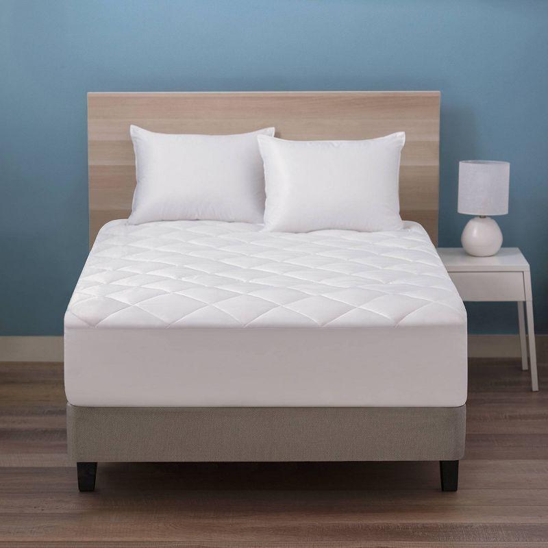 White Quilted Down Alternative California King Mattress Pad