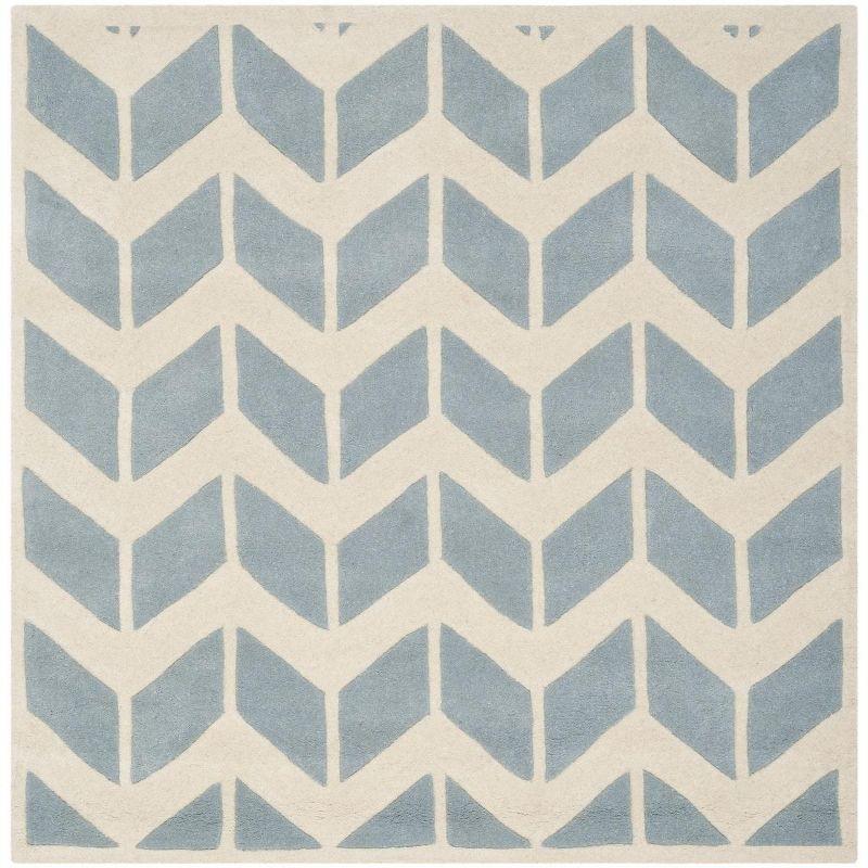 Chatham CHT746 Hand Tufted Area Rug Blue / Ivory 5' X 5'  - Safavieh.