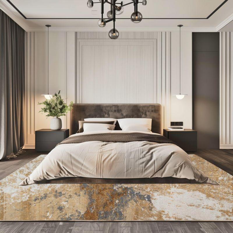 Nuloom Cyn Abstract 4x6 Indoor Area Rug for Living Room Bedroom Dining Room Kitchen, Gold/Ivory