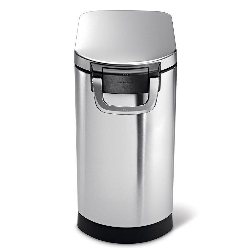 simplehuman Pet Food Storage Container Stainless Steel for Dog Food, Cat Food, and Bird Feed