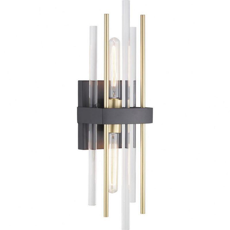 Elegant Orrizo Black Wall Sconce with Clear Glass and Golden Accents