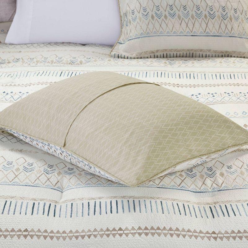 Madison Park Fraser 5 Piece Printed Seersucker Comforter Set with Throw Pillows