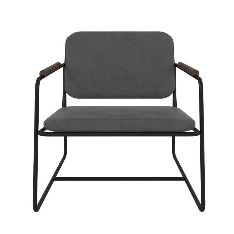 2.0 Whythe Low Accent Chair Black - Manhattan Comfort: Faux Leather, Steel Legs, No Assembly Required