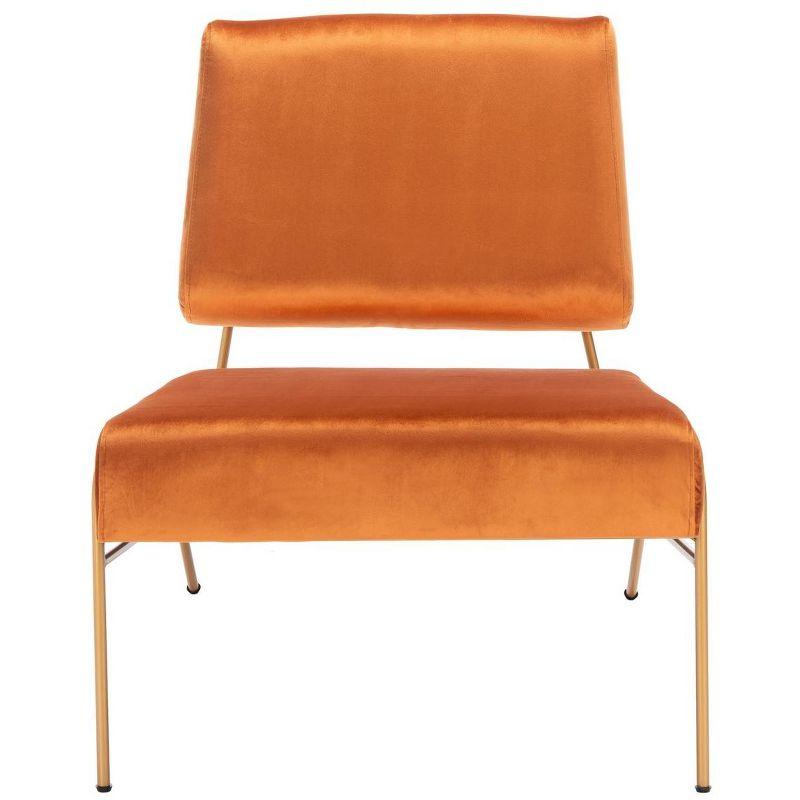 Romilly Velvet Accent Chair - Sienna/Gold - Safavieh